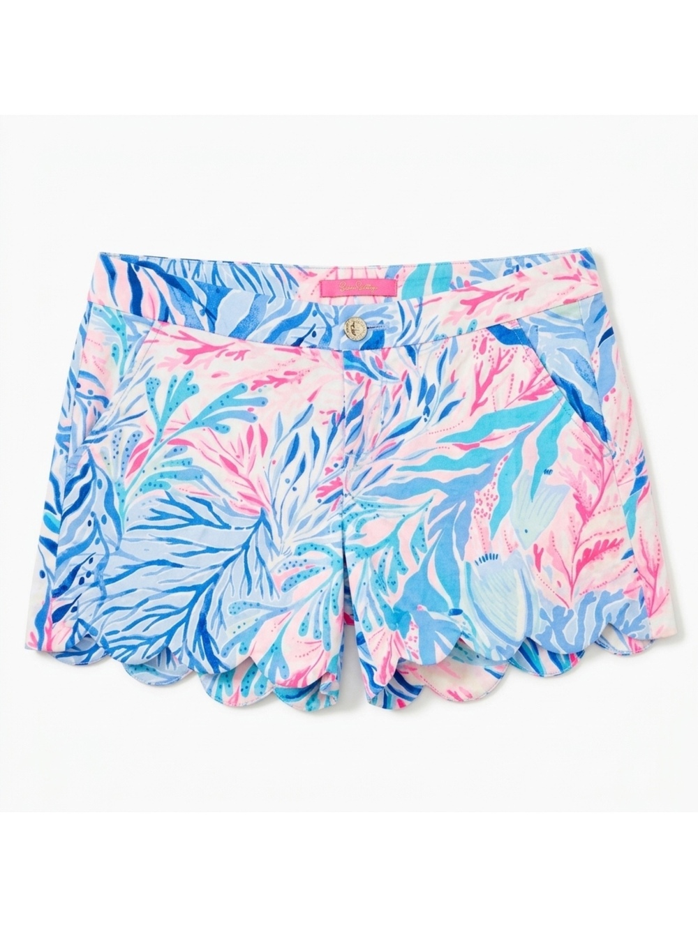 Lilly Pulitzer Kaleidoscope Coral Scalloped Hem Printed Shorts Size 4